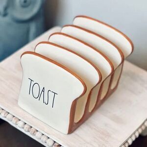 NWT Rae Dunn Gorgeous White off Ceramic Toast Holder Holds 4 Slices so Unique!!!